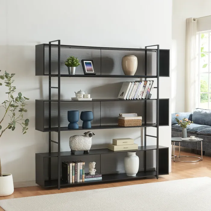 Étagère autoportante Randaberg 180 x 180 x 33 cm noir en.casa