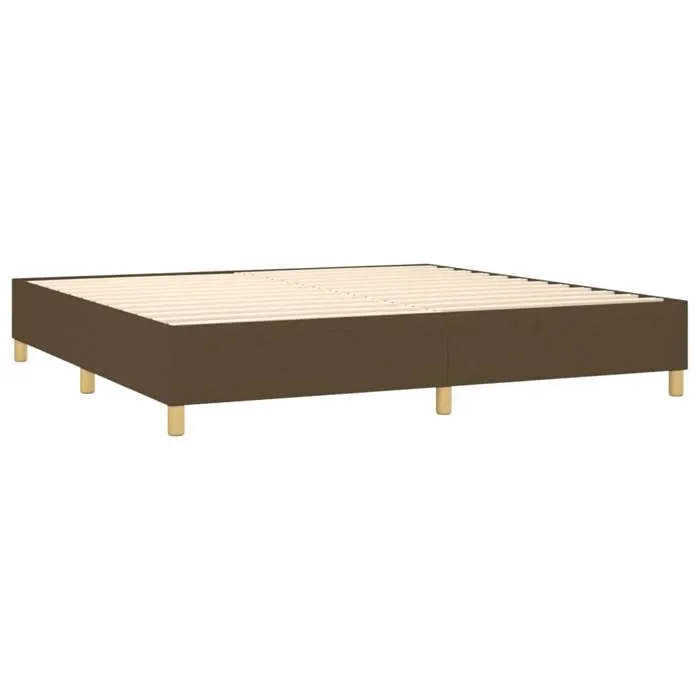 Sommier À Lattes Sur Pieds Cadre De Lit 200x200 Cm Tissu Marron Foncé Tdl0207054