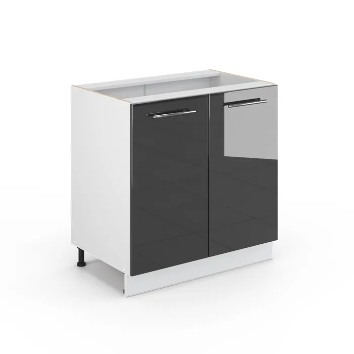 Vicco Meuble bas de cuisine Anthracite Haute brillance/Blanc 80cm sans plan de travail