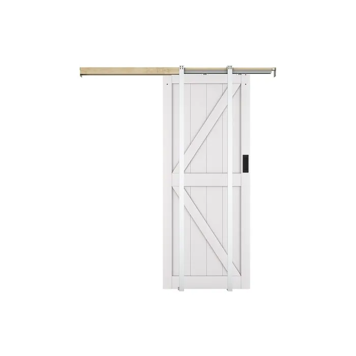 Porte coulissante avec système à galandage en bois et MDF - blanc - H205 x 93 cm - NEFARA