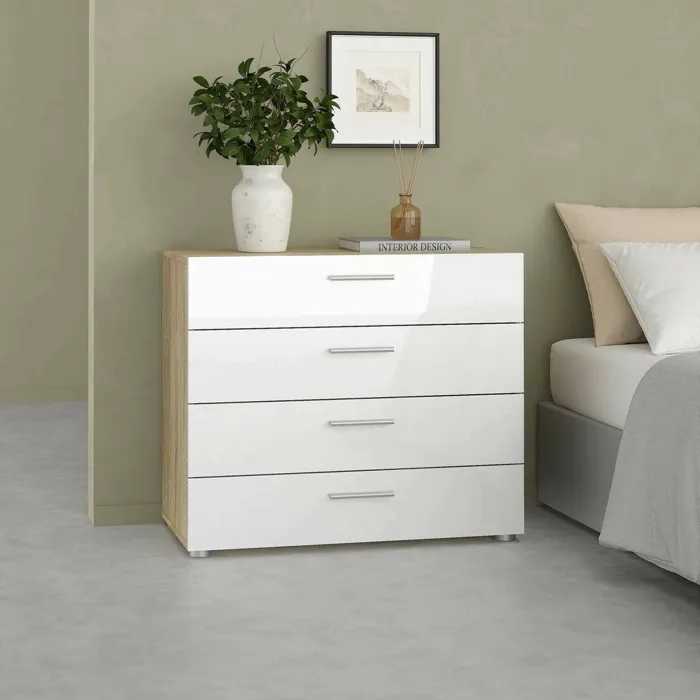 Commode Arwen, 4 tiroirs 80x40x68h cm Chêne Marron