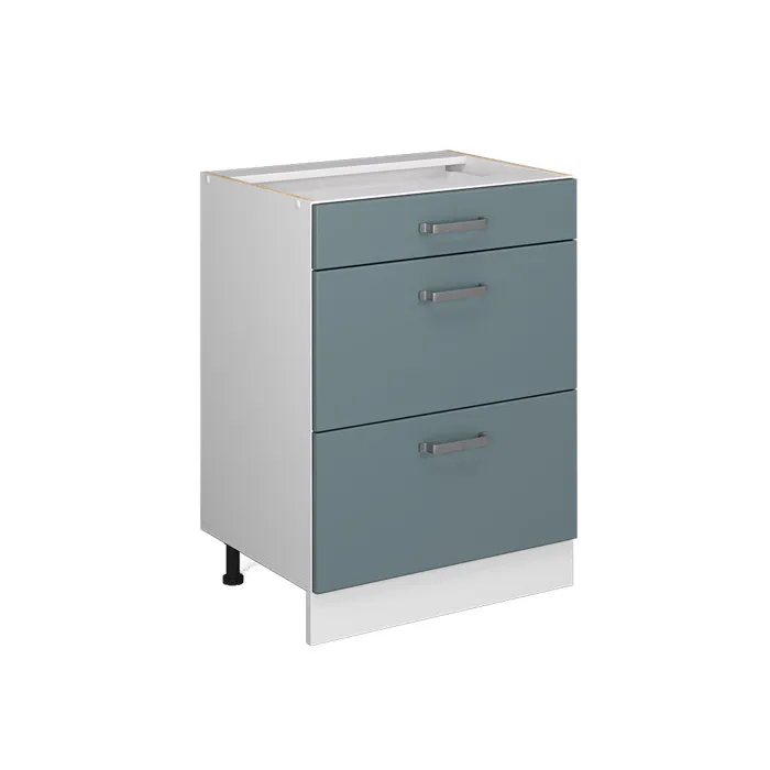 Vicco Meuble cuisine Bleu-gris 60cm avec tiroirs, sans PT