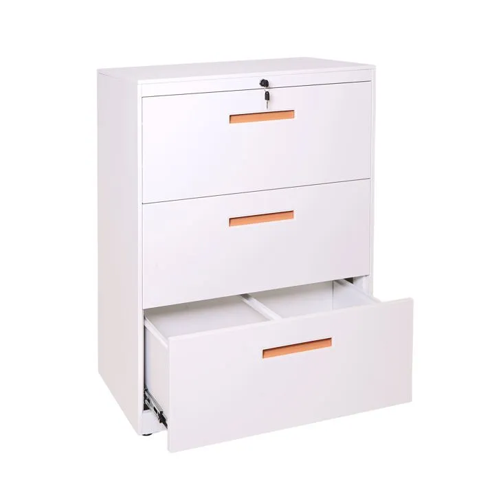 Armoire De Bureau Rangement En Acier A4 Tiroirs Verrouillable 103x76x46cm Blanc 04_0001030