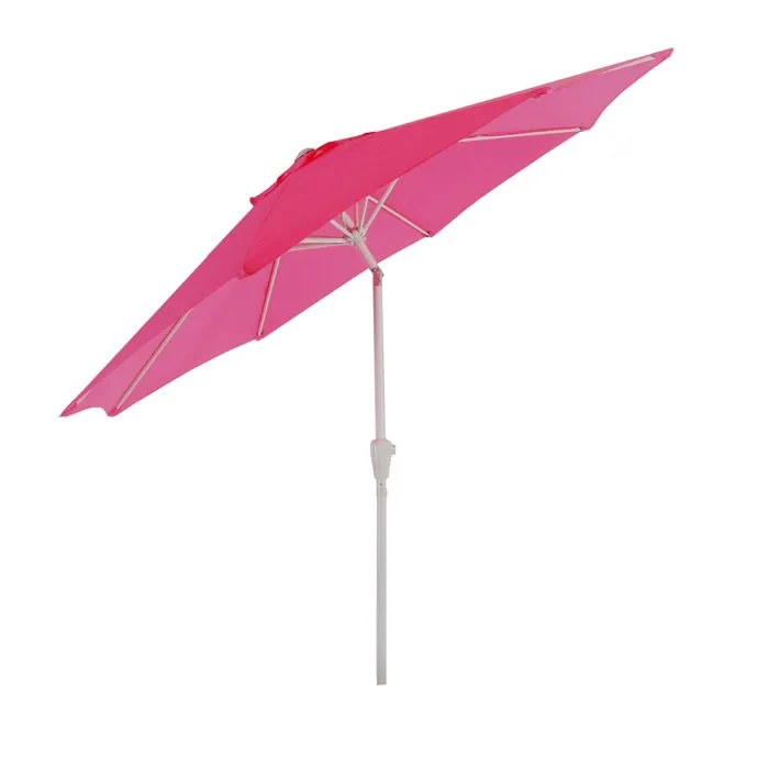 Décoshop26 04_0003881 Parasol De Terrasse Parasol De Balcon Rond Rose, Blanc