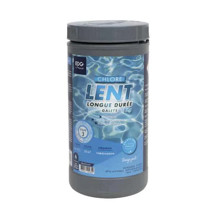 Chlore Lent Piscine Edg By Aqualux 250 G 1 Kg 107621 Bleu Plastique