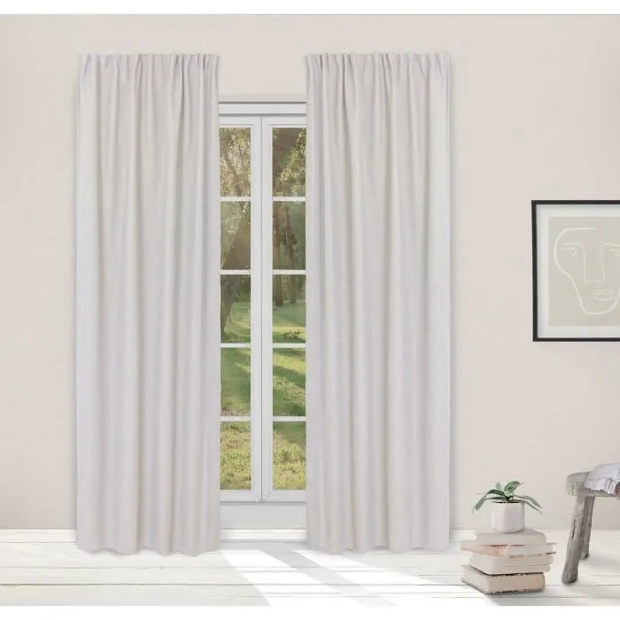 Rideau obscurcissant et isolant à galon fronceur (140x260 cm - Blanc cassé)