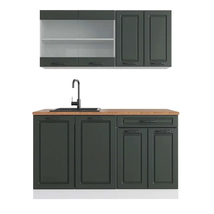 Vicco Cuisine Anthracite maison de campagne/blanc 140cm, PT Chêne