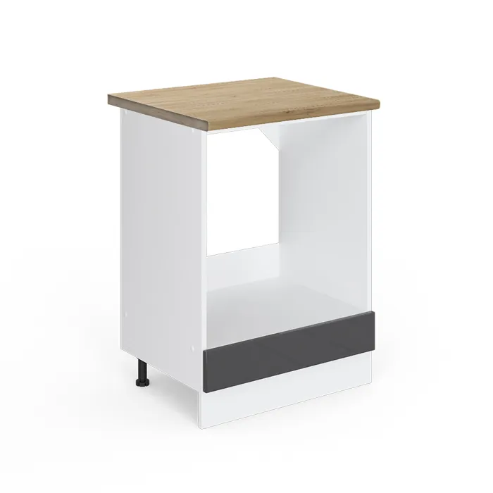 Vicco Meuble pour four Anthracite Haute brillance/Blanc 60cm plan de travail Chêne doré