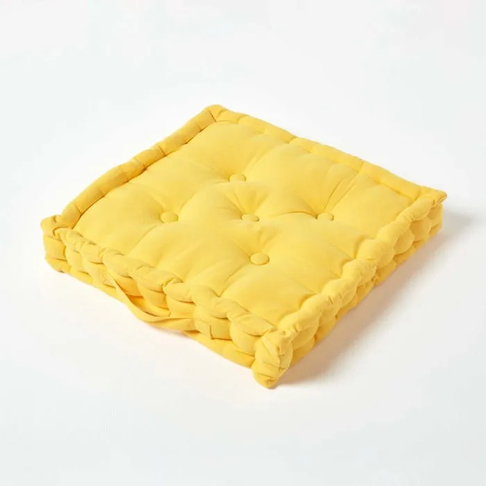 Coussin De Sol Jaune Uni 40x40cm - Homescapes