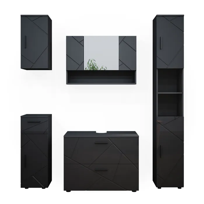 Vicco Meubles bain Anthracite Haute brillance 5 pièces