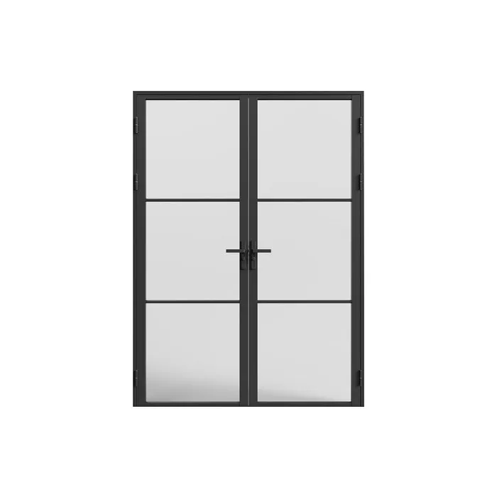 Bloc porte réversible à deux battants en aluminium et verre dépoli - 2 x H204 x L73 cm - Noir - MASERU