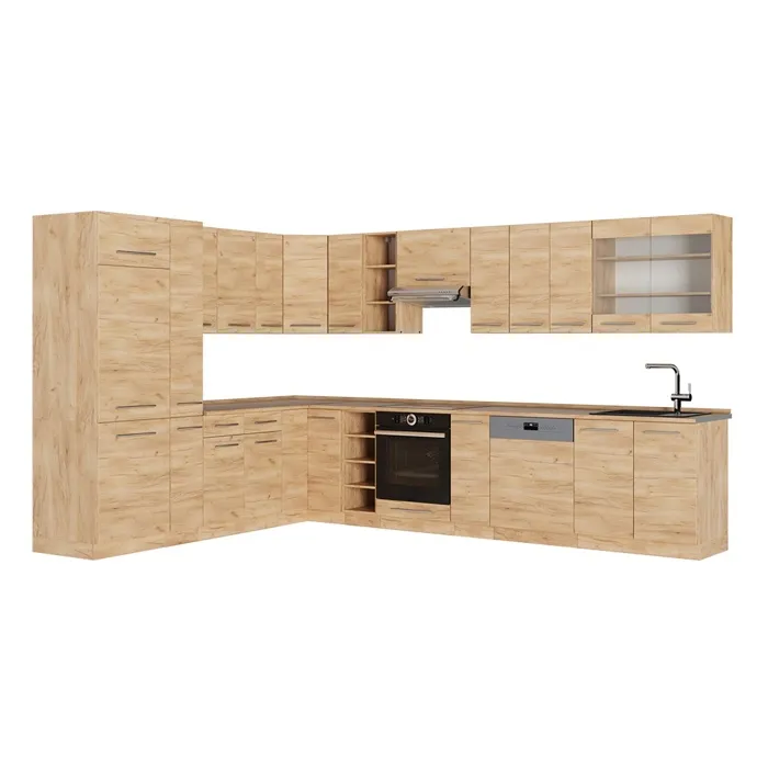 Vicco Cuisine en angle Chêne de force doré/Chêne de force doré 347 x 257 cm, PT Chêne