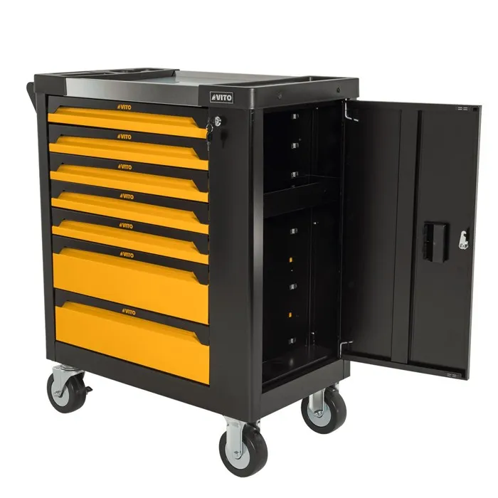 Servante d'atelier 7 tiroirs + 221outils Porte latérale 4 Roues Chariot à outils VITO