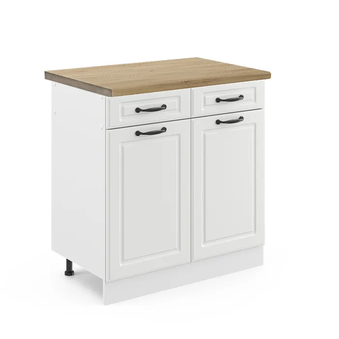 Vicco Meuble cuisine Blanc campagne 80cm, PT Chêne