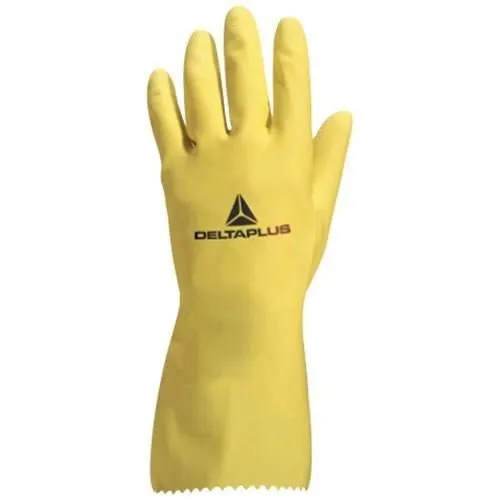 Gants Ménage Latex Jaune Étanches Motif Relief 8/9 300 Mm Delta Plus