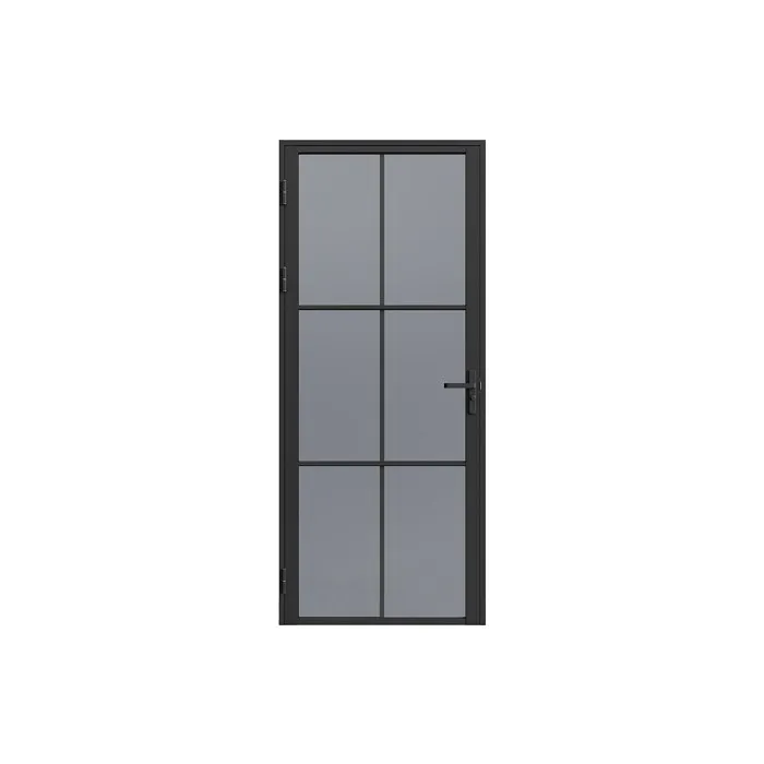 Bloc porte réversible en aluminium et verre trempé fumé - H204 x L73 cm - Noir - SEROTO
