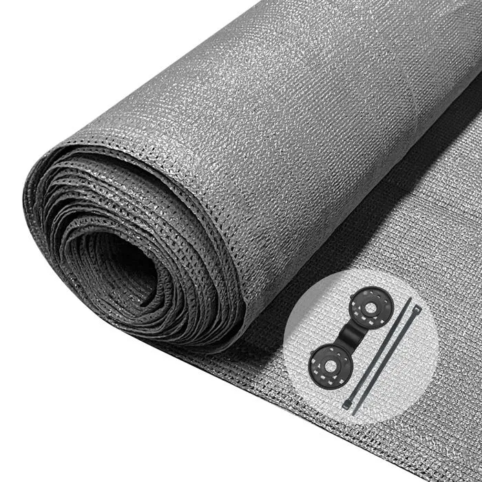 Brise vue occultant en HDPE 150g/m² 1.8x20m avec attaches de fixation gris VOUNOT