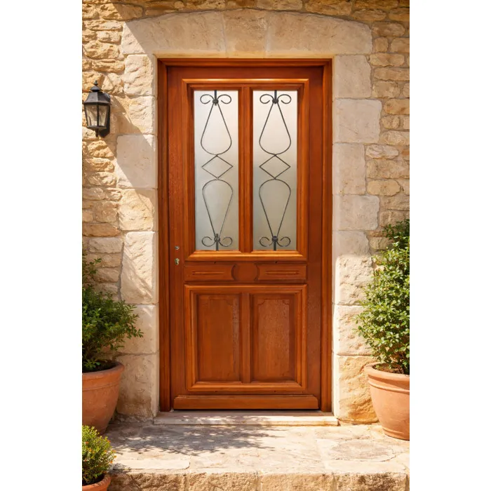 Porte D'entrée Bois Vitrée Baya, H215 X L80 Cm Côte Tableau P.droit Gd Menuiseries