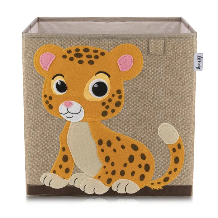 Boîte De Rangement En Tissu Enfant "tigre" Sur Fond Foncé