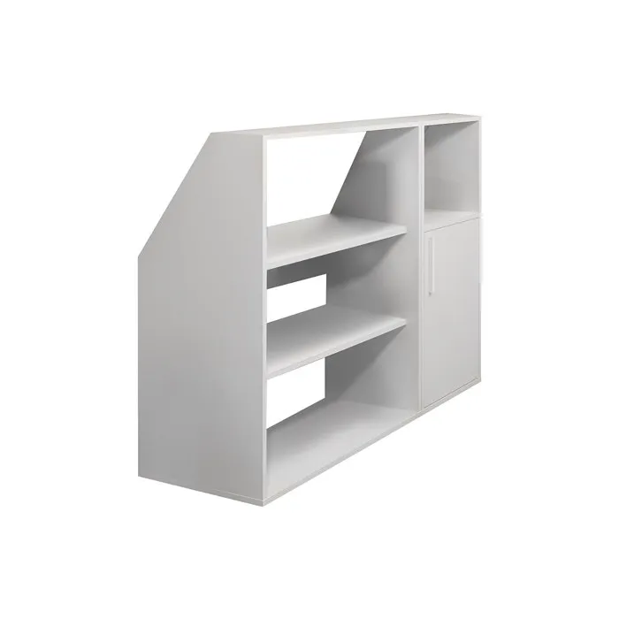 Meuble sous pente 1 porte, 2 étagères et 1 niche - Blanc - ADEZIO