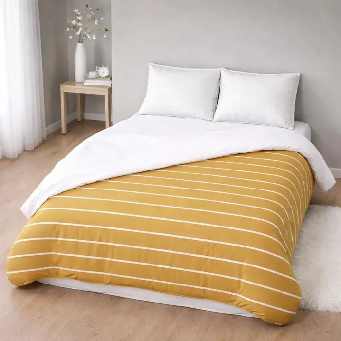 Couette Ultra Légère Stripes / Non Tissé Blanc - 2 Personnes 240 X 260 - Spécial Été - Mortreux