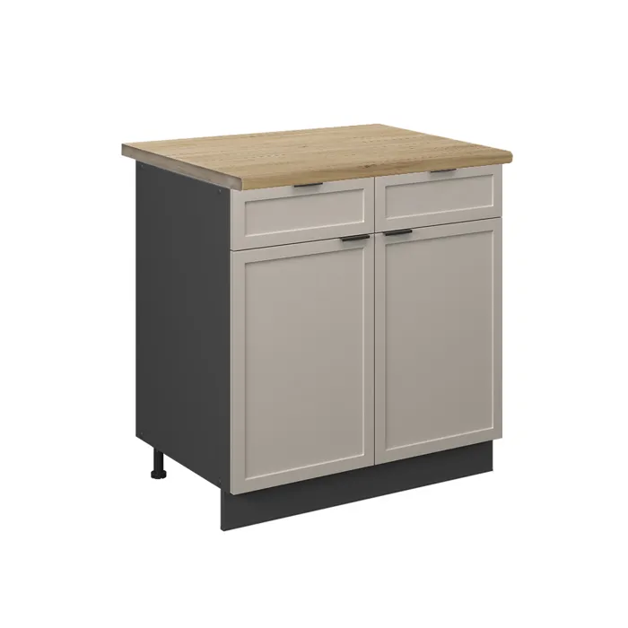 Vicco Meuble cuisine GrisBeige 80cm, PT Chêne