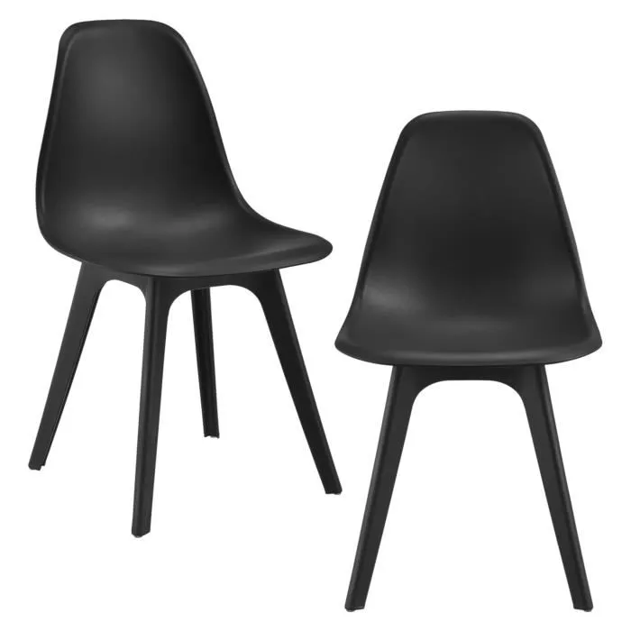 Lot De 2 Chaise De Bureau En.casa Interieur Non Pliable H. 83 Cm En Bois Noir