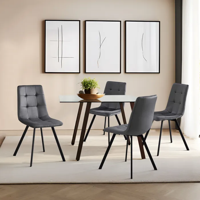 Lot de 4 chaises de salle à manger Lexnitz gris foncé noir en.casa
