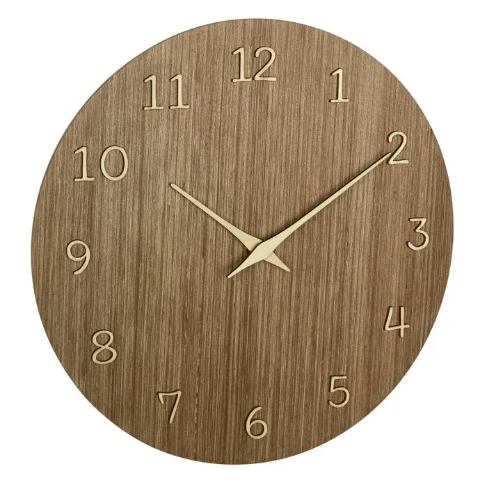 Horloge murale ronde à quartz 29,8 cm boîtier MDF et bois foncé modèle 60.3072.23