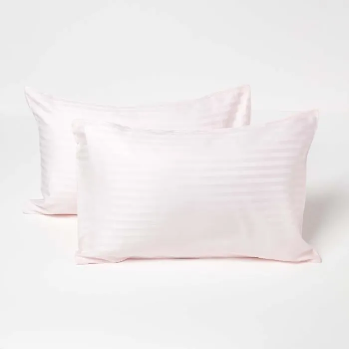 Lot De 2 Taie D'oreiller Enfant 40x60cm Rose Coton Égyptien 330tc Homescapes