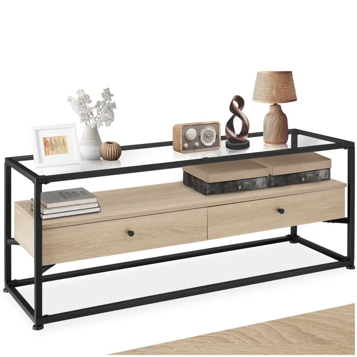 Buffet Bas Style Industriel En Bois Et Acier Bois Clair
