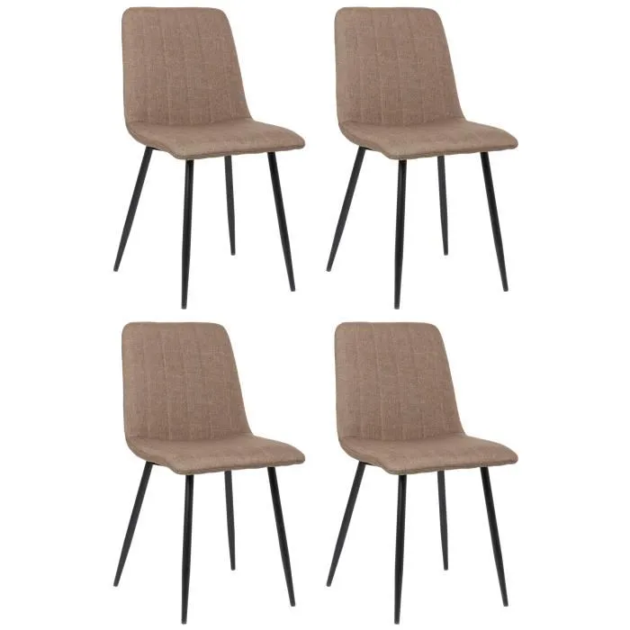 Lot De 4 Chaises Dijon Tissu Brun