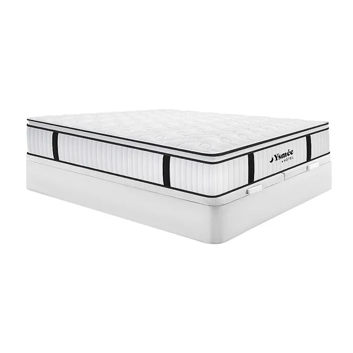 Ensemble 180 x 200 cm sommier coffre blanc + matelas anti-feu ressorts ensachés et surmatelas intégré ép.28cm - DELICE de YSMÉE