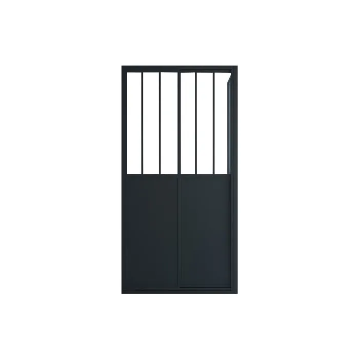 Paroi de douche avec porte coulissante noir mat style industriel - 100 x 80 x 195 cm - URBANIK