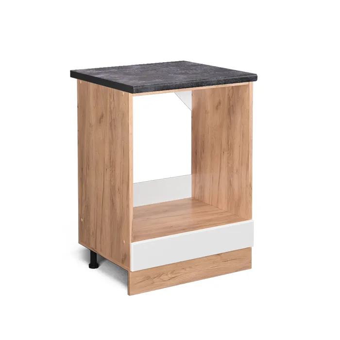 Vicco Meuble pour four Blanc Haute brillance/Chêne doré 60cm plan de travail Anthracite