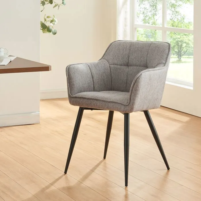 Chaise de salle à manger Birmingham tissu gris en.casa