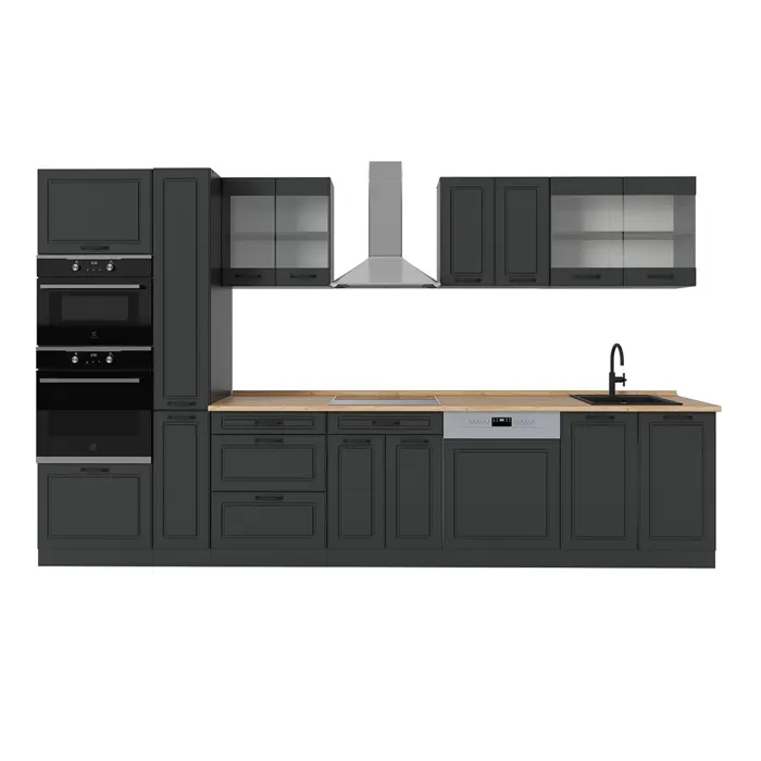 Vicco Cuisine complète Anthracite maison de campagne/anthracite 350cm, PT Chêne
