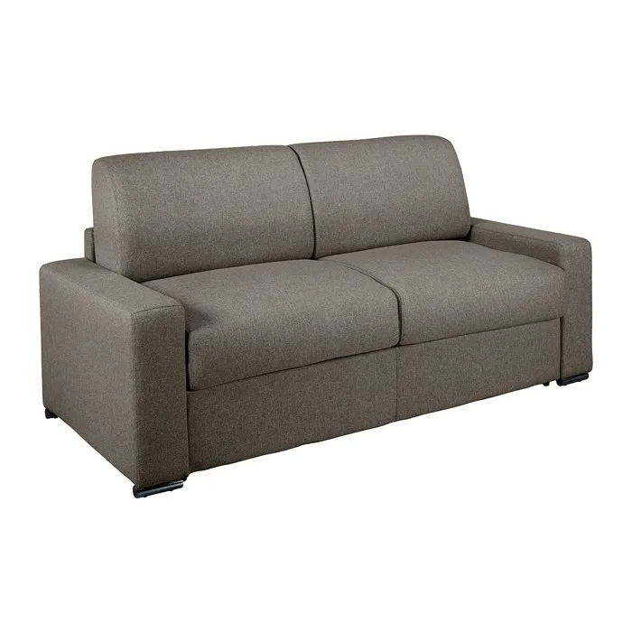 Canapé 3 places convertible express en tissu chiné anthracite - Couchage lattes larges 140 cm - Matelas 18 cm avec mémoire de