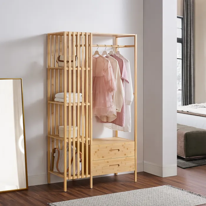 Portemanteau Varanger bambou 185 x 100 x 45 cm naturel en.casa