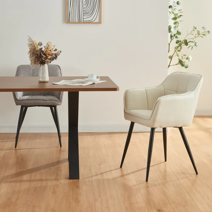 Chaise de salle à manger Birmingham tissu beige en.casa