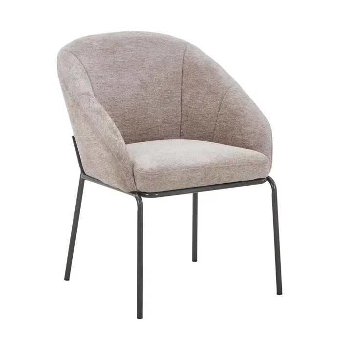 Esma - Chaise En Tissu Taupe Pieds En Métal Noir