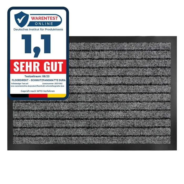 Tapis de Porte Paillasson d'entrée Dura Gris 50 x 80 cm