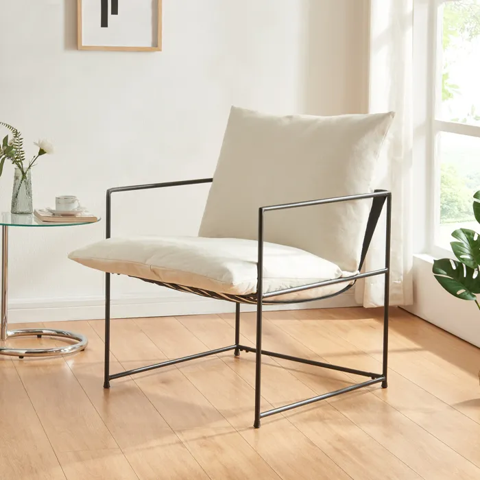 Fauteuil Utsjoki 90 x 61 x 70 cm noir beige en.casa