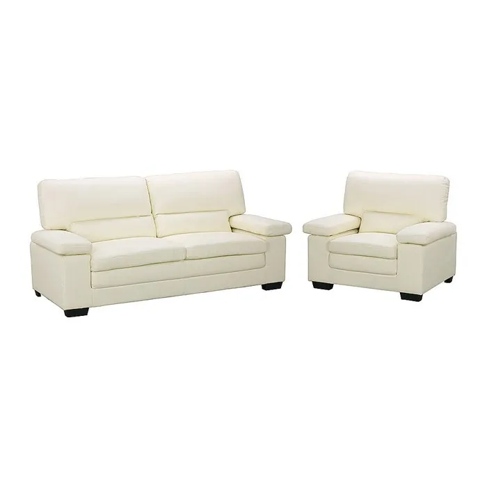 Canapé 3 places et fauteuil en cuir de buffle ivoire MIMAS II