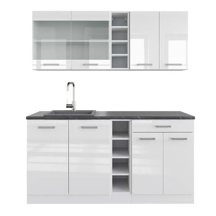 Vicco Cuisine blanc brillant/blanc 160cm, PT Anthracite