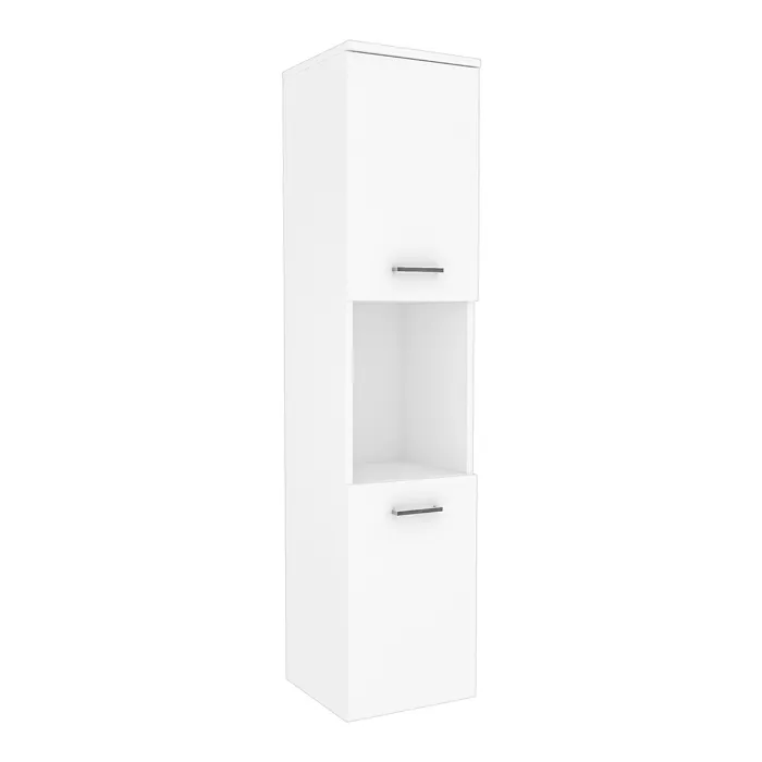 Meuble colonne de salle de bain suspendu Krildihana 131 x 30 x 30 cm blanc argent en.casa