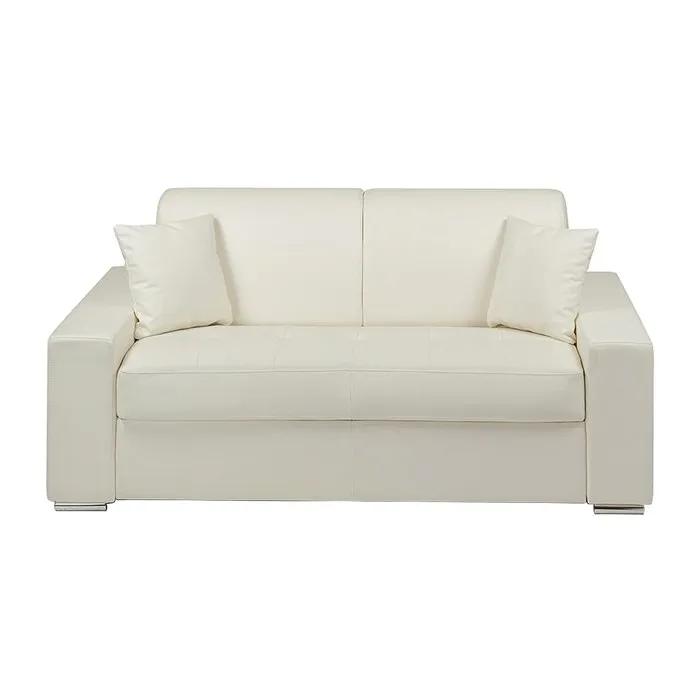 Canapé 2 places convertible express en simili - Blanc - Couchage 120 cm - Matelas 18 cm EMIR