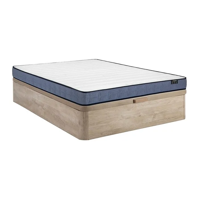 Ensemble 160 x 200 cm sommier coffre naturel clair + matelas ressorts ensachés ép.19cm - DAYNI de YSMÉE