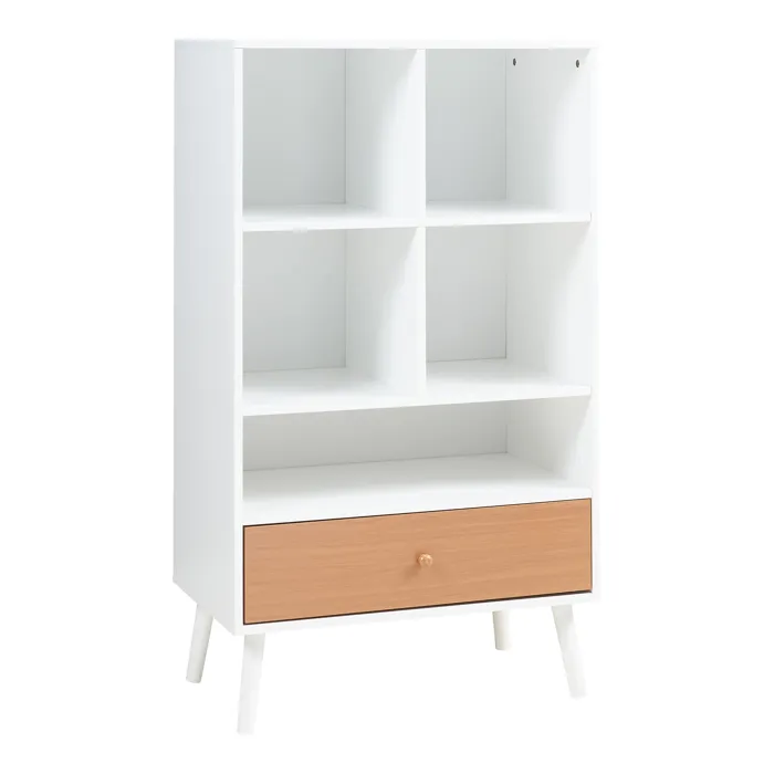 Bibliothèque Reyljand 120 x 70 x 40 cm blanc effet teck en.casa