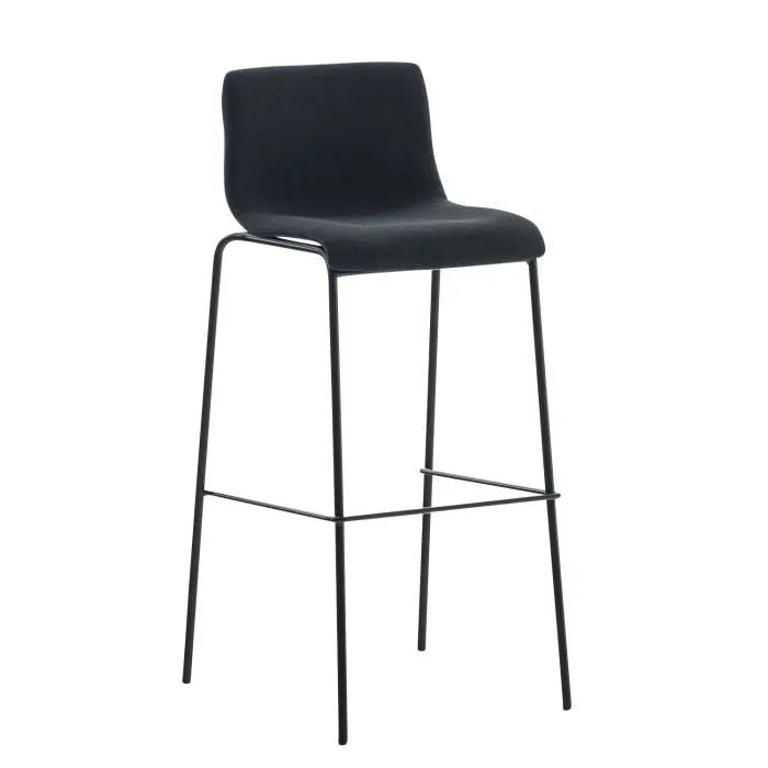 Tabouret De Bar Hoover Tissu 4 Pieds Structure Noir Noir